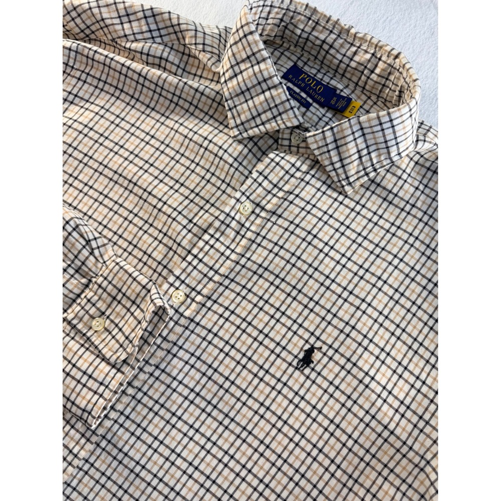 Polo Ralph Lauren Mens XL Classic Fit Tattersall Check Button Down Shirt Tan